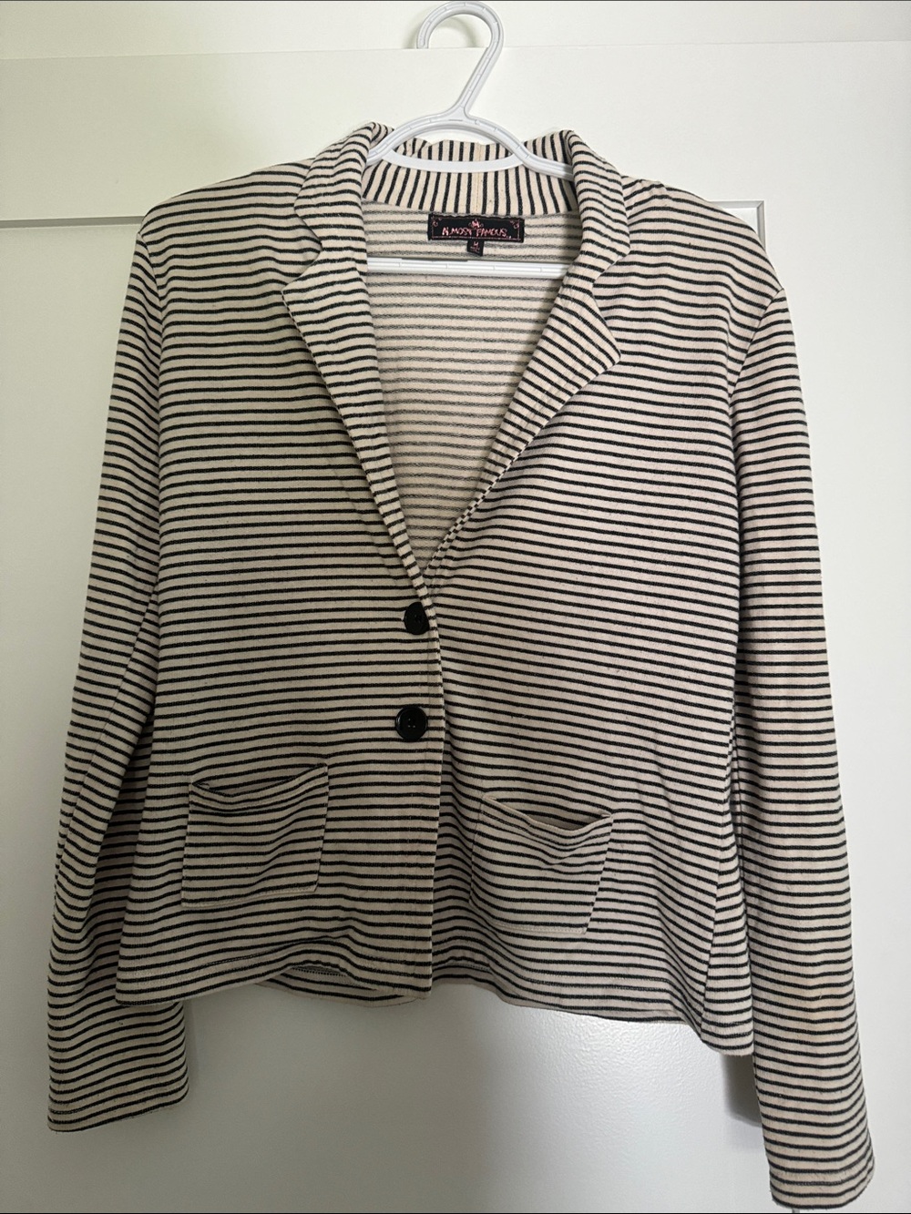 Buckle Cream and Black Striped Blazer Jacket